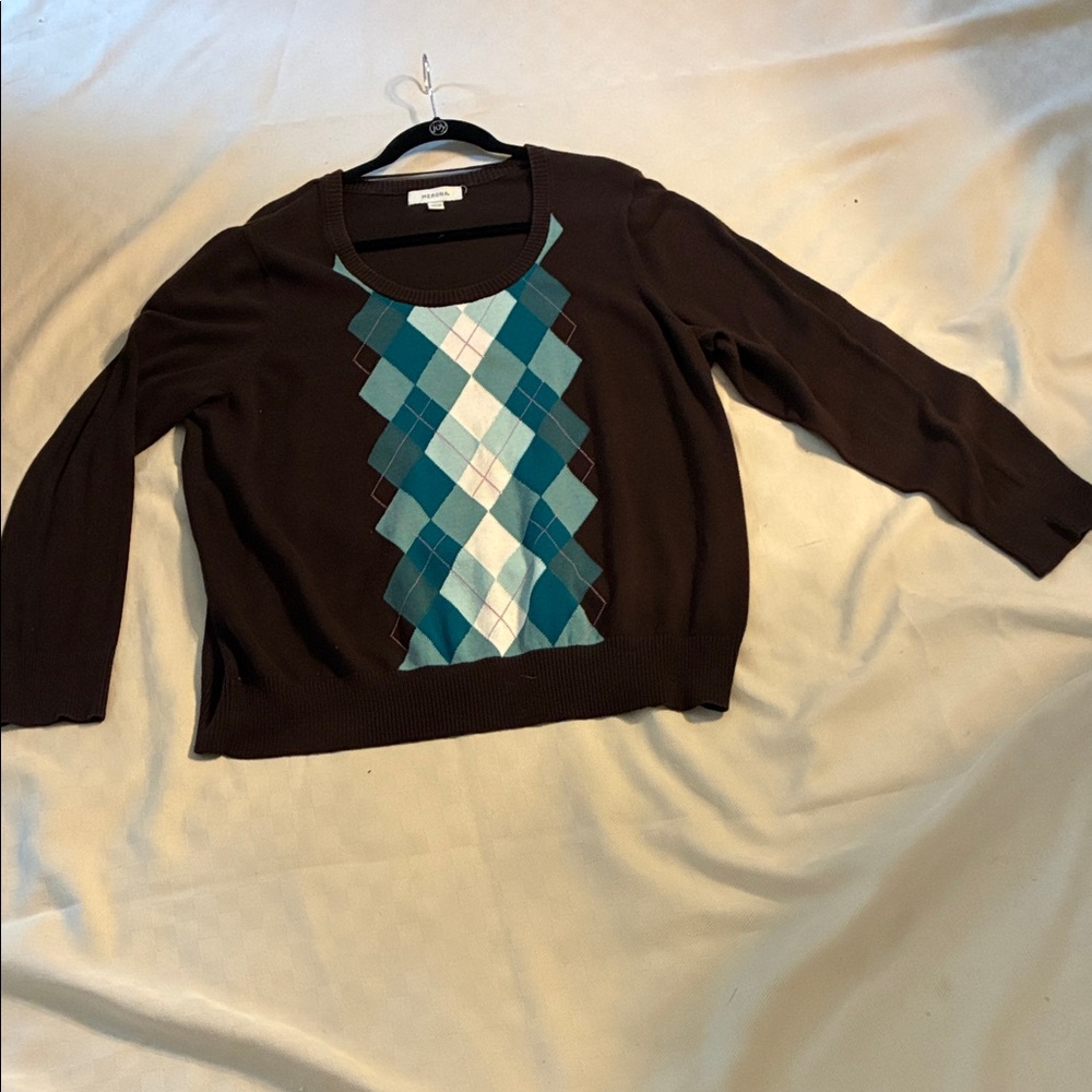 Merona Brown Knit Crewneck Sweater with Branded Tag